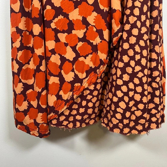 Anthropologie Jennifer Midi Faux Wrap Skirt Size 4 Orange Leopard Print Work - Picture 8 of 11